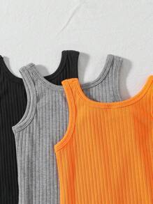 SHEIN 3 Pcs Young Girl Casual Basic Street Style Tight Jumpsuit Set Bodysuits For Young Girl - Multicolor - View 5