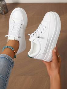 Women's Spring & Autumn New White Casual Shoes, Wedge Heel, Mesh Upper, Light & Comfortable