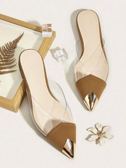 Zapatillas planas transparentes de PVC con puntera puntiaguda, de estilo sexy para mujer, nuevas para primavera/verano 2025 otoño