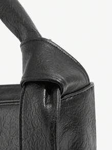 SHEIN X SAMADHI SHEIN SXY 女性簡約風扣結細節方形手提包 - 黑色 - 查看 5