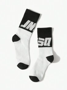 JNSQ 3 Pairs/set Letter Print Athletic Mid-calf Socks - Multicolor - View 4