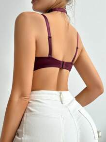 SHEIN Sujetador De Cuello Halter Cruzado De Color Sólido Para Mujer