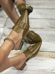 Của phụ nữ Thanh lịch Pointed Toe Dép phẳng Với Dây đeo mắt cá chân Và Chi tiết nút buộc , Thích hợp Đối với Các hoạt động ngoài trời - Màu xanh lá cây đậm - Xem 3