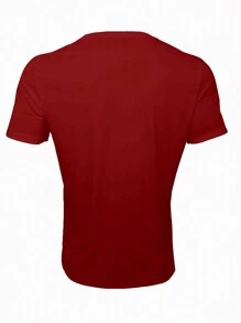 Manfinity Homme Camiseta Para Hombre Impresión De Ecg Y Fútbol - Rojo - Ver 2