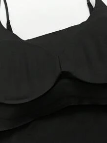 SHEIN LUNE 2023 New Arrival Simple, Fashionable & Slim Fit Camisole - Black - View 3
