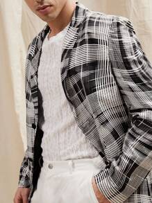 Manfinity VCAY Men's Plaid Woven Casual Blazer Jacket, For Fall Winter - Multicolor - View 8