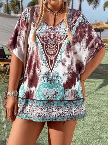 EMERY ROSE Camisa De Manga Murciélago De Talla Grande Con Estampado Vintage Tie Dye - Multicolor - Ver 5