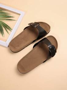 Summer Women Yellow Fashionable Cork Bottom Sandals,Beach Outfits - Black - View 6