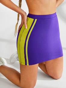 VARSITIE Falda Deportiva Morada De Talle Alto Básica Para Baloncesto Y Tenis - Morado - Ver 1