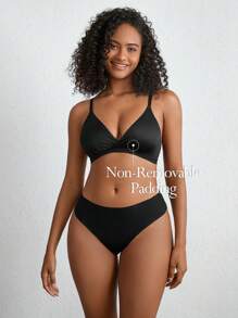 Ocili 彈力光滑黑色螺紋前無痕女式內衣和胸衣 - 黑色 - 查看 3