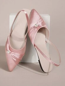 Của phụ nữ Thanh lịch Giày phẳng Với Trân châu Và Hoa Đồ trang trí , Màu hồng - Hồng - Xem 5