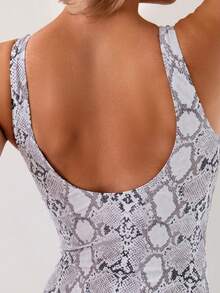 SHEIN Swim In rắn Cổ vuông Áo tắm một mảnh , Thon gọn - Nhiều màu - Xem 4
