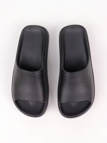 pueenb New Arrival Fashionable Women's Solid Open Toe Sports Slides, Anti-Slip Thick Sole Platform Indoor/Outdoor Leisure Slipper, Women's Footwear