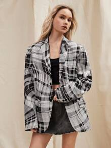 Manfinity VCAY Men's Plaid Woven Casual Blazer Jacket, For Fall Winter - Multicolor - View 4