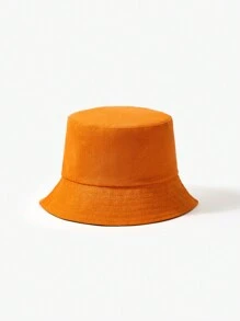 SHEIN 1pc Solid Color All-Match Bucket Hat - Orange - View 2