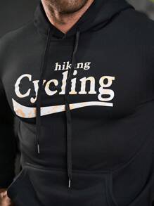 Gym Rark Boyfriend Style Men's Letter Printed Long Sleeve Hooded Sport Sweatshirt Boyfriend Style Men Sweatshirt - Black - View 3