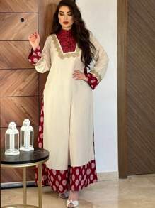 Al Najma 女士花卉刺繡立領阿拉伯長裙 - 彩色 - 查看 3