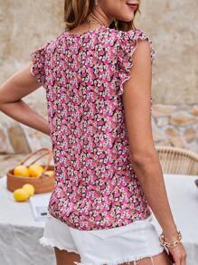 SHEIN Frenchy 女士短款盖袖全印花衬衫 - 彩色 - 查看 2