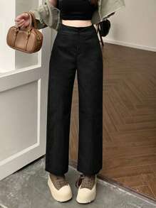 Dazy Designer Loose Black Banana Pants - Black - View 5