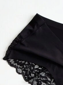 3pcs/Set Women's Ice Silk Lace Splicing Triangle Panties - Multicolor - View 5