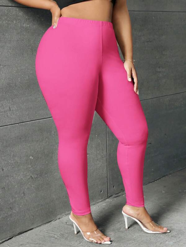 SHEIN SXY Leggings In Übergröße Mit Einfarbiger Optik Und Dehnbarem Bund