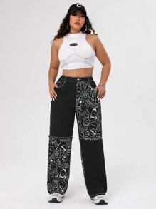 SHEIN ICON 大尺碼女卡通圖案牛仔褲 - 彩色 - 查看 6