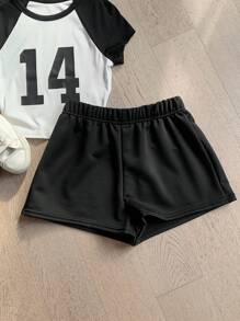 Comfortcana 3pcs Women Solid Color Elastic Waist Shorts Gym Shorts - Multicolor - View 7