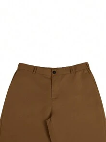 Manfinity Mode Nam Màu thuần Thẳng Quần Với Được xây dựng trong Túi khóa kéo - Đồng - Xem 6