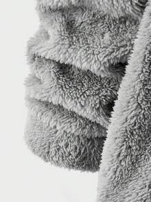 GENTILAND Men's Double-Sided Letter Patch Drawstring Hoodie With Velvet Fabric - Grey - View 3