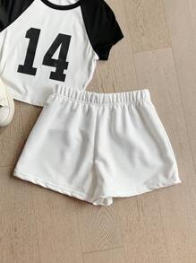 Comfortcana 3pcs Women Solid Color Elastic Waist Shorts Gym Shorts - Multicolor - View 5