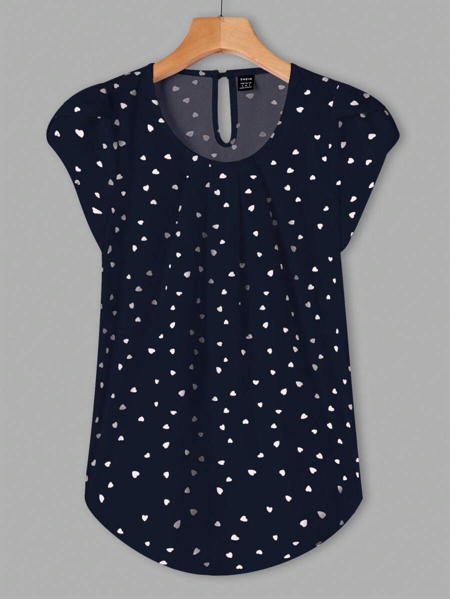 EMERY ROSE In Trái tim Vòng cổ tay cánh Áo sơ mi - Màu xanh hải quân - Xem 1