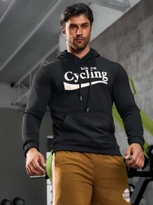 Gym Rark Boyfriend Style Men's Letter Printed Long Sleeve Hooded Sport Sweatshirt Boyfriend Style Men Sweatshirt - Black - View 1