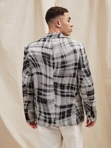 Manfinity VCAY Men's Plaid Woven Casual Blazer Jacket, For Fall Winter - Multicolor - View 2