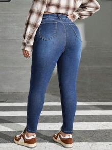SHEIN EZwear Plus Size Women's Slim Fit Denim Pants