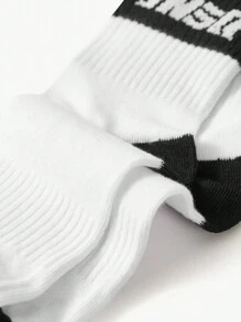 JNSQ 3 Pairs/set Letter Print Athletic Mid-calf Socks - Multicolor - View 8