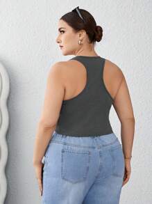 SHEIN Essnce Plus Size Multiple Pack Cropped Ribbed Knit Distressed Tank Top - Multicolor - View 7