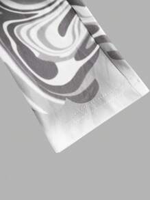 SHEIN ICON Y2k Spring Slim Fit Butterfly Printed Off-Shoulder Women's T-Shirt With Illusion Liquid Design - Black and White - View 9