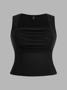 Flirla Top De Depósito Plisado De Color Sólido Para Mujer De Talla Grande - Multicolor - Ver 7