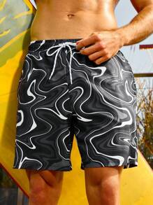 Surfspeed Men's Beach Shorts With All-Over Graphic Printed Pattern And Drawstring Waist, Pool Shorts, For Beach, Vacation,Hawaiian - Multicolor - View 3