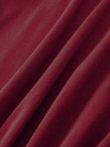 INAWLY Solid Color Round Neck Casual Short Sleeve T-Shirt - Maroon - View 3