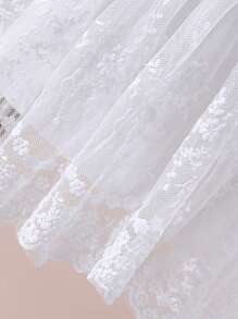 SHEIN 年轻女孩优雅可爱的休闲彼得潘领学院风连衣裙 - 白色 - 查看 3