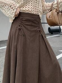 DAZY Women's Solid Color Midi Length Wrap Skirt Fall