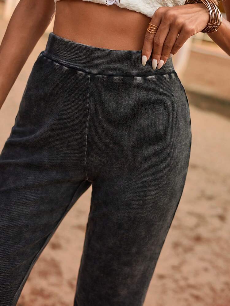 Elastic Waist Casual Flared Pants