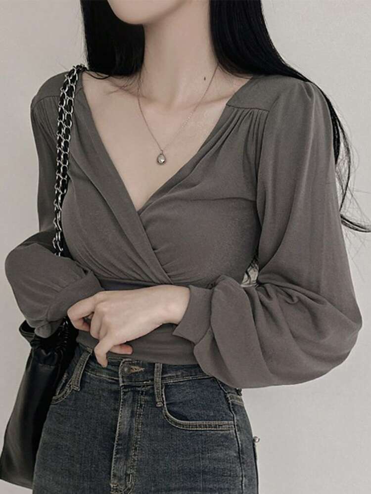 Women's V-Neck Long Sleeve T-Shirt,Fall Clothes,Back To School Clothes