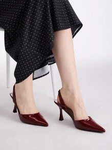 MOTF PREMIUM Zapatos de tacón de aguja elegantes con punta para mujeres, zapatos de salón para vacaciones en de verano - Burdeos - Ver 8