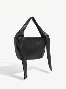 SHEIN X SAMADHI SHEIN SXY 女性簡約風扣結細節方形手提包 - 黑色 - 查看 3