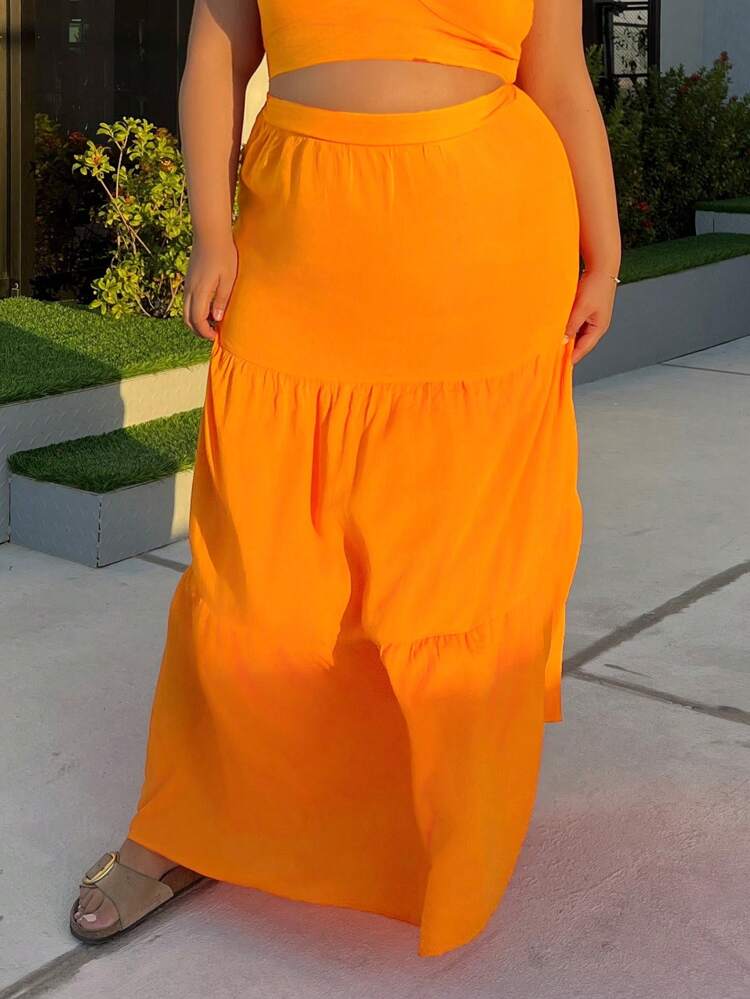 Plus Size Women's Mid-Waist Pleated A Skirt