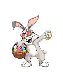 Camiseta Impresa De Conejo Y Huevos De Pascua En Caricatura Para Niños Jóvenes - Blanco - Ver 3