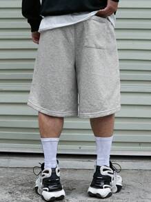 Manfinity EMRG Men's Drawstring Waistband Loose Fit Shorts Sweat Long Holographic Plain Street Wear