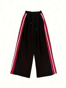 INAWLY Women's Side Striped Loose Fit Long Pants Fall Cloth For Women - Black - View 4